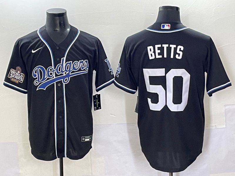 Men 2025 Los Angeles Dodgers #50 Betts Black Three generations Fashion Nike MLB Jersey style 7048